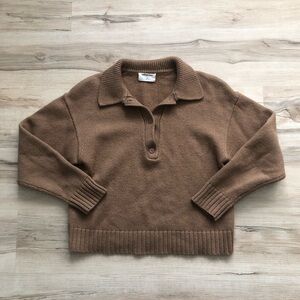 Wilfred Brown 100% Merino Wool Cardigan Sweater Preppy